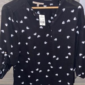 Black Heart Pattern Blouse NEW